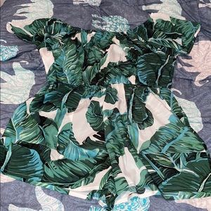 Leaf print romper